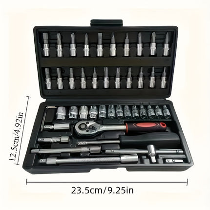 46/150pcs Automotive Mechanical Repair Tool Set, Multifunctional with Sockets, Wrenches,