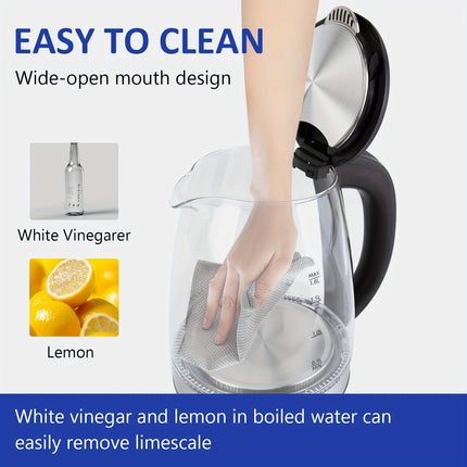 Electric Kettle Water Boiler, 1.8L Electric Tea Kettle, Wide Opening Hot Water Boiler with LED Light
