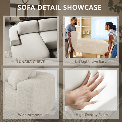 Sofa Couch with Chaise, No Assembly Required, Modern Boucle-Inspired Upholstery
