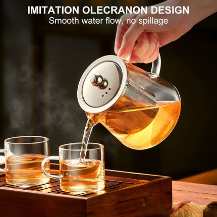 Teapot Blooming And Loose Leaf Tea Maker - Glass Teapot Stovetop 32oz - Borosilicate Clear Tea Kettle