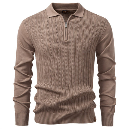 Men's Business Casual Sweater Long Sleeve Half Zipper Sweater