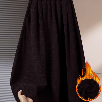 Warm Brushed High Gram Weight Loose Casual Versatile Skirt Long Skirt