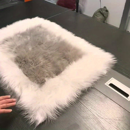 1pc Plush Bedroom Mat Indoor Simple Long Pile Washable Thickened 6cm Artificial Wool Mat