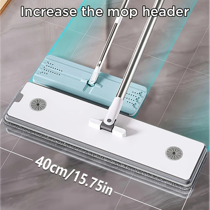 1 Set Hand-free Wash Flat Mop with 2 Mop Pad, Wet and Dry Cleaning, Dust Removal,
