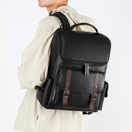Men's Vintage Multi-Pocket Backpack Compatible for MacBook/Airport - Convertible Travel Bag