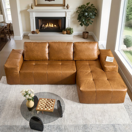 Modern Couch, L-Shaped Sectional Sofa, Oversized Modular Boneless Design with Lounge