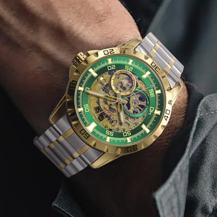 Men'S Automatic Watch with Flying Tourbillon Rotating Skeleton Mechanism