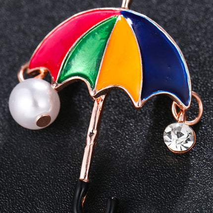 High-end mini retro umbrella brooch women