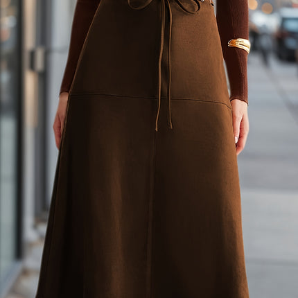 Elegant Special: New Autumn Fashion Waist Drawstring Midi Skirt, High-End Elegant, Commuting and Outing