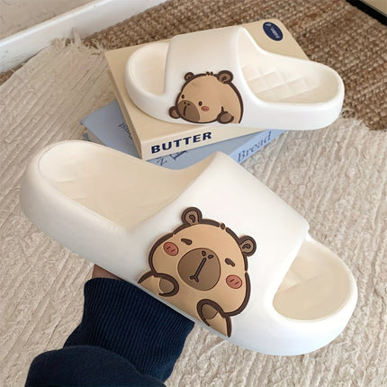 2 pcs Summer Slide Sandals for and, Cute Cartoon Capybara Bathroom Slippers for Home and Bathing