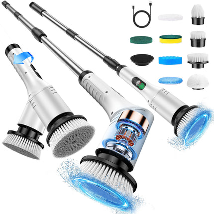 Electric Cleaning Brush Kit – USB Rechargeable, 9 Replaceable Brush Heads for Light Household Use