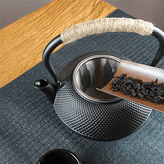 Cast Iron Teapot with Removable Stainless Steel Infuser - Classic Elegant Design,