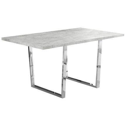 59" Gray And Silver Metal Sled Base Dining Table