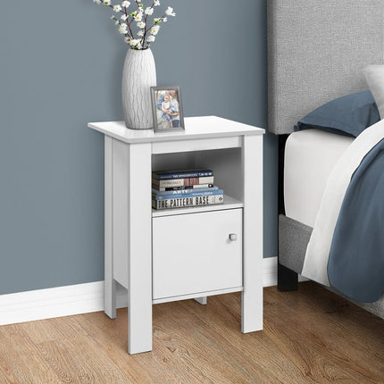 24" White Wood End Table With Shelf