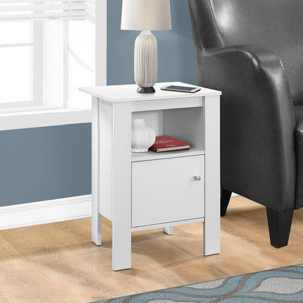 24" White Wood End Table With Shelf