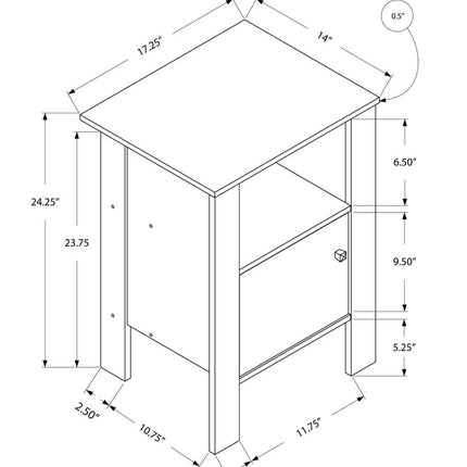 24" Gray Wood End Table With Shelf
