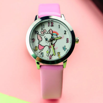 Cute cat luminous pointer strap watch