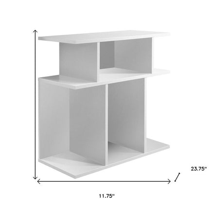 24" White Wood End Table With Six Open Shelves