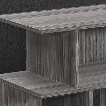 24" Dark Gray Wood End Table With Six Open Shelves