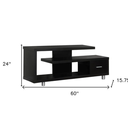 60" Dark Brown Cabinet Enclosed Storage TV Stand