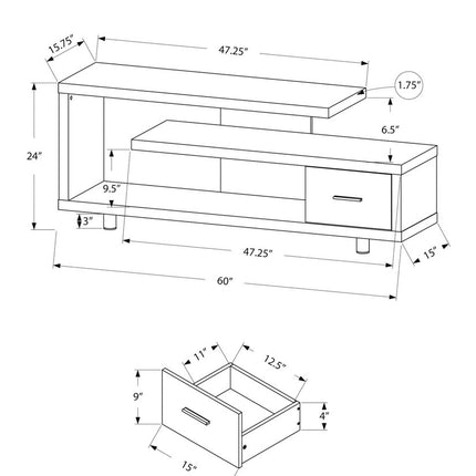 60" Dark Brown Cabinet Enclosed Storage TV Stand