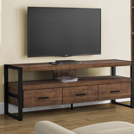 59" Brown and Black Cabinet Enclosed Storage TV Stand
