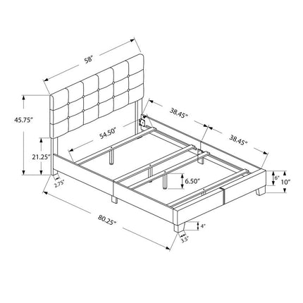 Gray Solid and Manufactured Wood Full Upholstered Linen Bed Frame