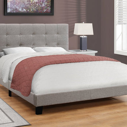 Gray Queen Tufted Upholstered Bed Frame