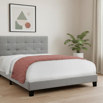 Gray Queen Tufted Upholstered Bed Frame