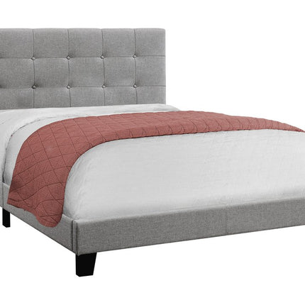 Gray Queen Tufted Upholstered Bed Frame