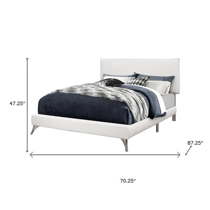 White Solid Wood Queen Upholstered Linen Bed Frame