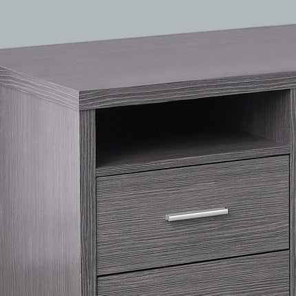 79" Taupe and Silver L Shape Computer Desk With Two Drawers