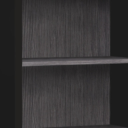 48" Black And Gray Distressed Wood Adjustable Four Tier Bookcase