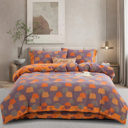 Cotton Double-layer Yarn Four-piece Flower Quilt Cover Bedding Bedding