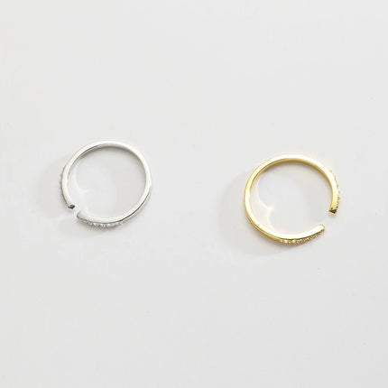 S925 Sterling Silver Double-Tip Open Ring Trendy Crescent Design