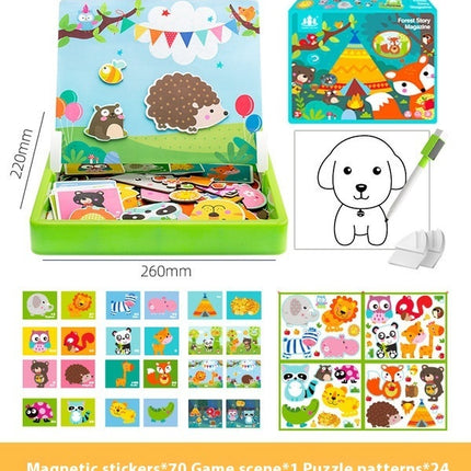 Magnetic Puzzle Children's Puzzle Magnetic Stickers Toys Wooden