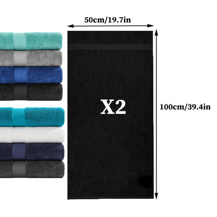 2pcs Extra Large Cotton Hand towels 50*100cm/19.7*39.4in, solid color Cotton 450GSM soft