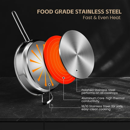 Stainless Steel Pots And Pans Set, 11-piece Induction Cookware Set With Steamer,