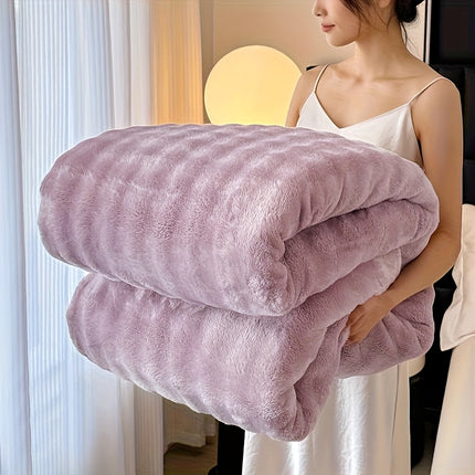 Rabbit Fur Flannel Throw Blanket, Thickened Flannel Casual Cover, Suitable for Bedroom
