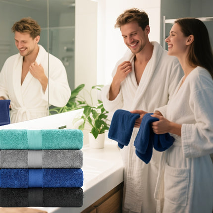 2pcs Extra Large Cotton Hand towels 50*100cm/19.7*39.4in, solid color Cotton 450GSM soft