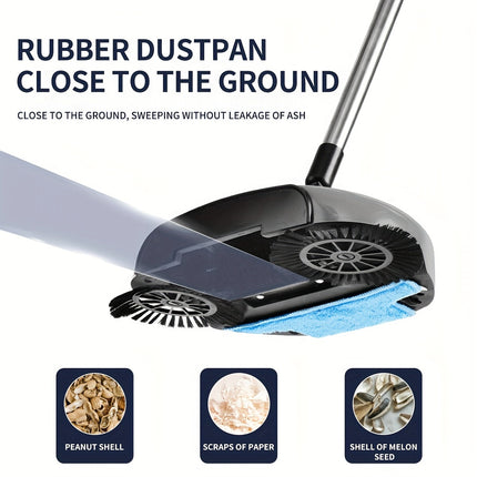 3-in-1 Manual Floor Cleaning System | Push Broom, Mop & Dustpan Combo for Hard Floors | Durable Plastic | Ideal for Bedrooms, Kitchens, Living Rooms | Efficient Sweeping and Easy Storage, Manual Cleaning System | Practical Cl