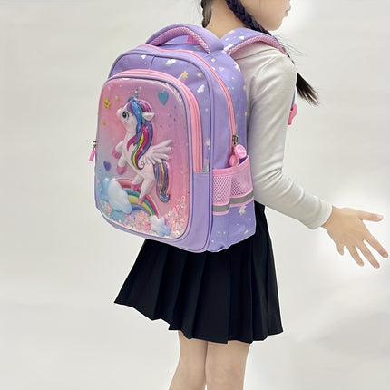 A Lightweight Backpack with a 3D Hard Shell Featuring Cartoon Mermaid And Unicorn Designs