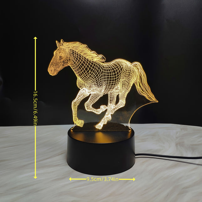 Elegant 3D Horse Lamp with USB Port - Realistic Running Horse Design, Acrylic & ABS Material