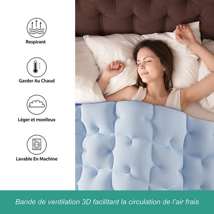 Couette Grand Froid Diamant – Blue – High Density Filling 700 G/M² in Hollow Fibre – for 1 to 2 People