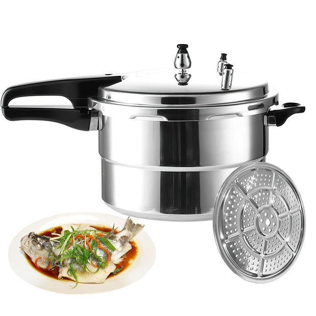 Aluminum Pressure Cooker, 3L/7L for Gas & Induction Stove, Commercial Grade with Steamer