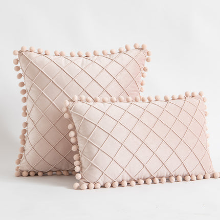 Velvet Solid Color Diamond Tassel Pillowcase