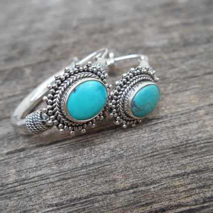 Bohemian Vintage Turquoise Earrings For European And American Ladies