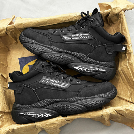 Men'S Height-Boosting Thick-Soled Sneakers Anti-Slip Rubber Sole, Lace-Up Closure, Cushioned Insole