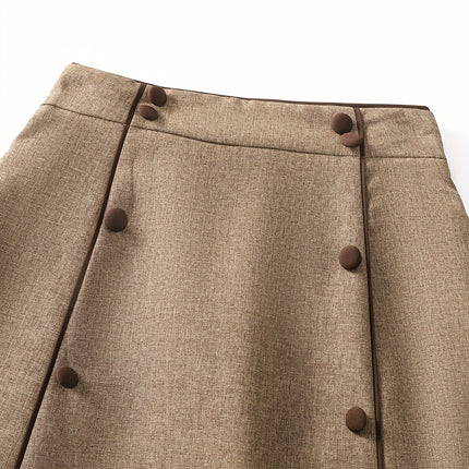 Elegant Women'S A-Line Skirt - Polyester Blend with Elastane, Solid Color, Regular Length