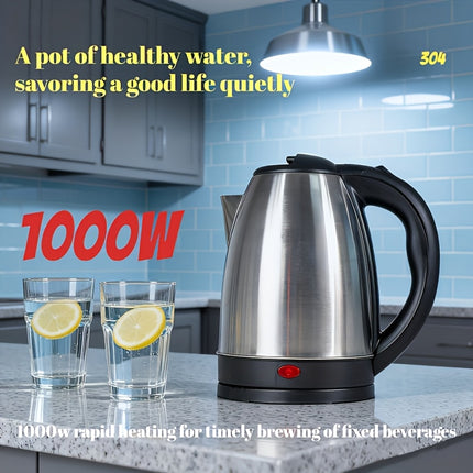 Kettle 1000W, Stainless Steel, Auto Shut-Off, Dry-Boil Protection, Odor-Free, US Plug (110V) - Suitable for Coffee,